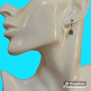 3/$30 VTG Dainty Icy Blue Square Hook Earrings